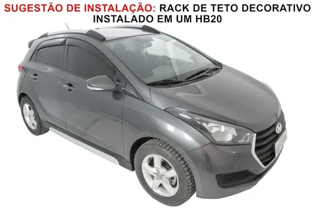 RACK DE TETO DECORATIVO UNIVERSAL APLICÁVEL ATÉ 1,54M (PRETO C/ PRATA-ALUMINIUM) INSTALADO EM UM HB20