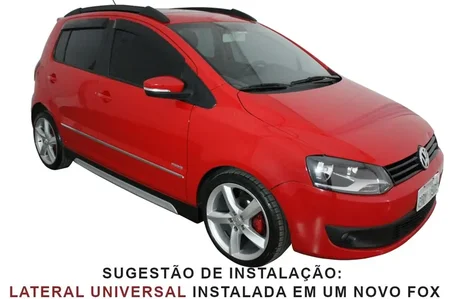 SPOILER LATERAL UNIVERSAL SPORT-ROAD APLICÁVEL DE 1,65M A 2,05M (PRETO C/ PRATA-ALUMINIUM) INSTALADO EM UM NOVO FOX