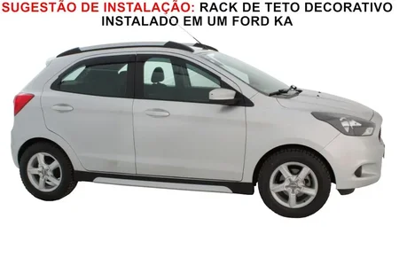 RACK DE TETO DECORATIVO UNIVERSAL APLICÁVEL ATÉ 1,54M ( PRETO C/ PRATA-ALUMINIUM) INSTALADO EM UM FORD KA