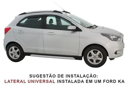 SPOILER LATERAL UNIVERSAL SPORT-ROAD APLICÁVEL DE 1,65M A 2,05M (PRETO C/ PRATA-ALUMINIUM) INSTALADO EM UM KA