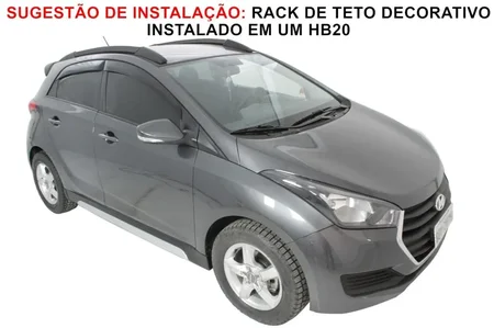 RACK DE TETO DECORATIVO UNIVERSAL APLICÁVEL ATÉ 1,54M (PRETO) INSTALADO EM UM HB20