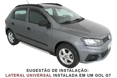 SPOILER LATERAL UNIVERSAL SPORT-ROAD APLICÁVEL DE 1,65M A 2,05M (PRETO C/ PRATA-ALUMINIUM) INSTALADO EM UM GOL G7